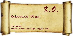 Kubovics Olga névjegykártya